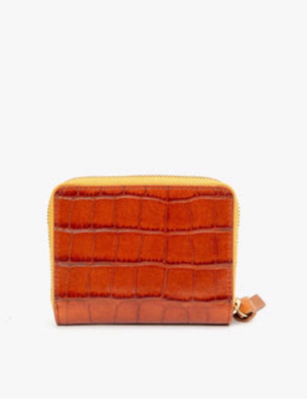 Clare V Croc-Embossed Zip Wallet - Orange Brown